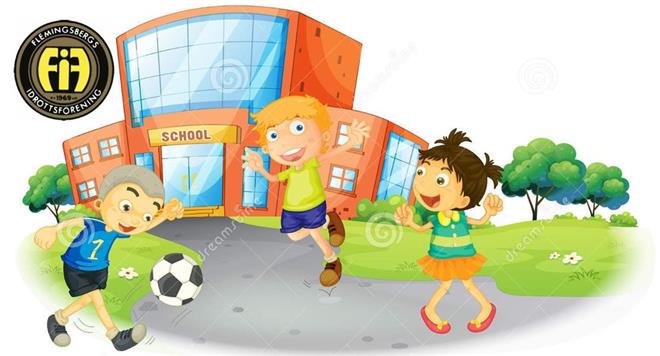 Illustration av barn som spelar fotboll.