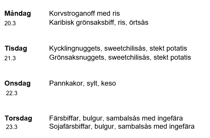 Matsedel restaurangen.