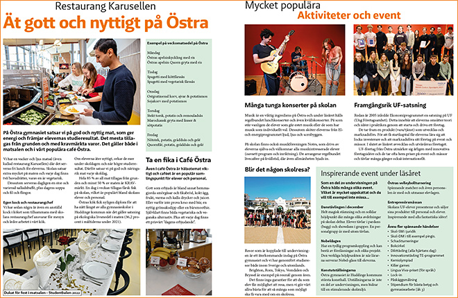 Uppslag mat och event katalogen 2023/24.