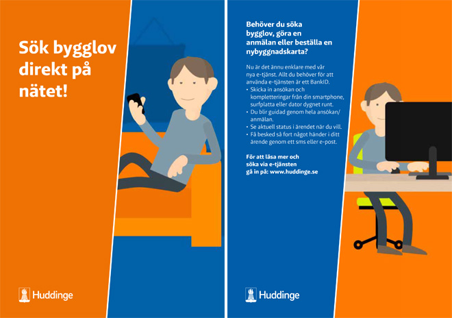 Bild med texten "Sök bygglov direkt på nätet!"